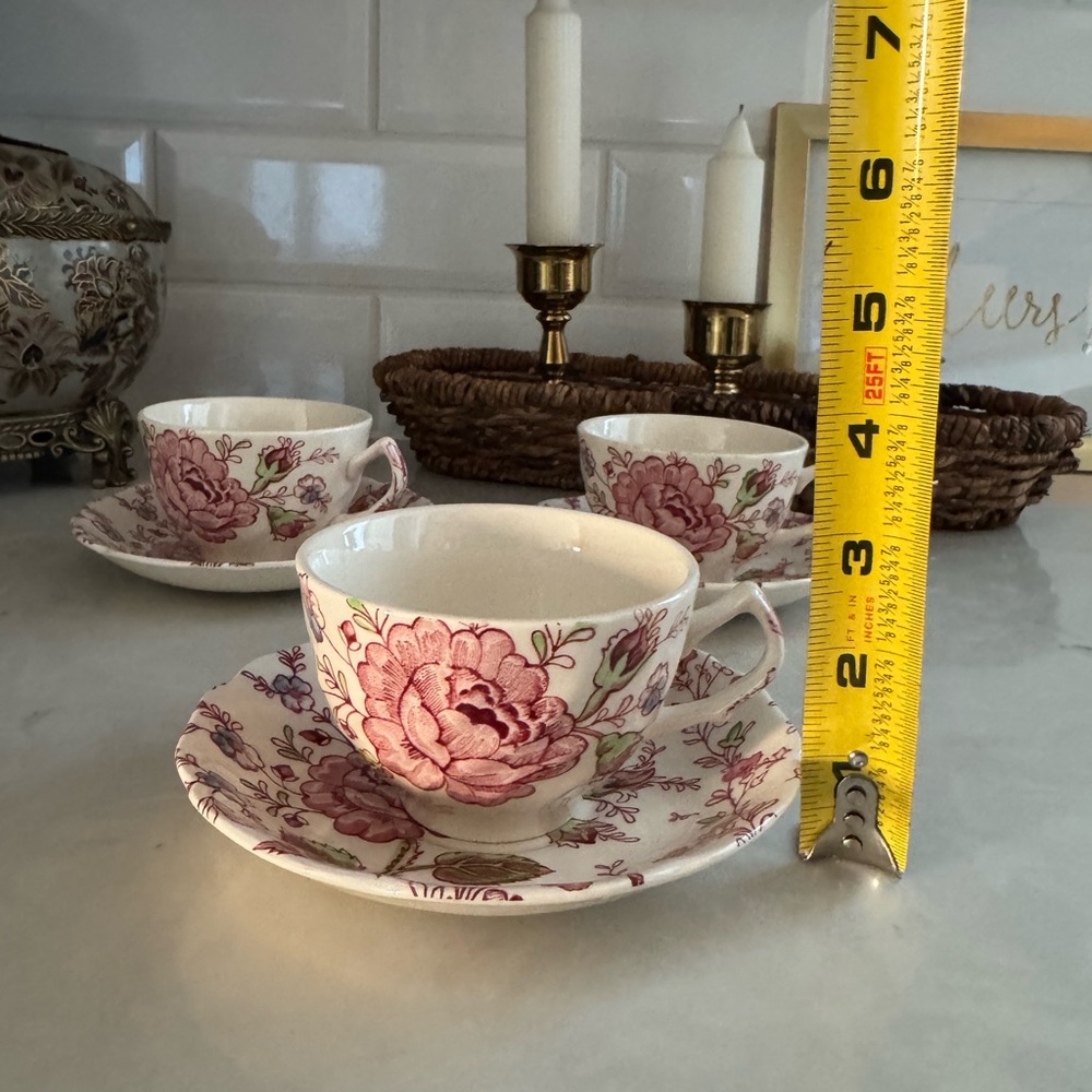 Vintage Johnson Bros. Rose Chintz Tea Cup & Saucer  Made In England Set of 3 - Picture 9 of 9